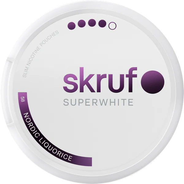 Skruf Superwhite No. 58 Nordic Liquorice Xtra Strong Slim